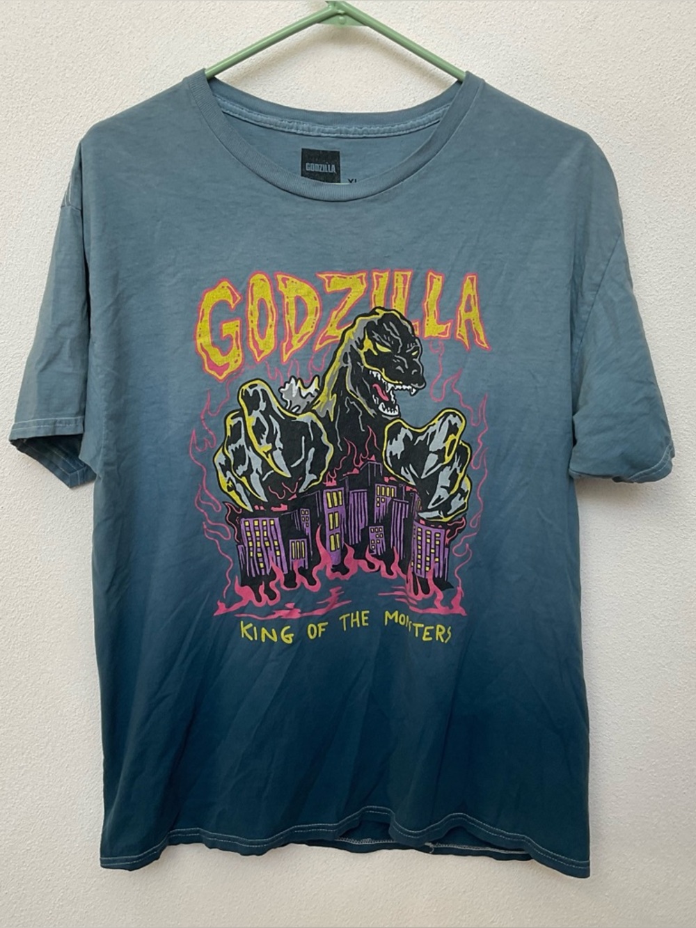 Godzilla King Of The Monsters Dip Dye Ombre Short Sleeve Graphic Tee Size XL